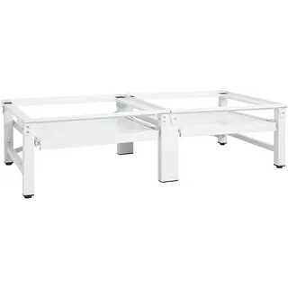vidaXL Untergestell für Wasch- und Trockenmaschine mit Ausziehablagen, Weiß, 61,5 x 33,5 x 124,5 cm