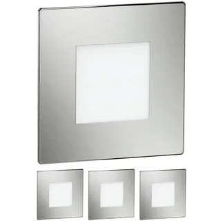 ledscom.de 4 Stück LED Treppenlicht/Wandeinbauleuchte FEX für innen und außen, eckig, edelstahl, 85 x 85mm, kaltweiß