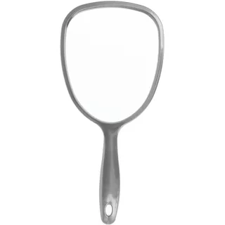 PARSA BEAUTY Handspiegel oval 14,5 x 11,5 cm (Anthrazit) – Handspiegel mit Griff in ergonomischem Design – praktischer Hand Mirror – Rasierspiegel – Schminkspiegel für Haare Gesichtspflege