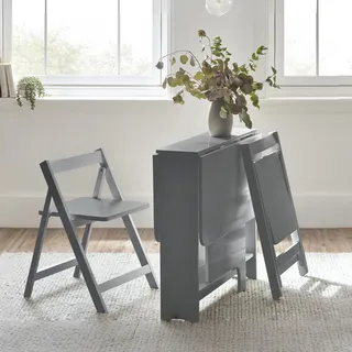 Julian Bowen Gatan Kleiner Klapptisch mit 2 Stühlen, Hellgrau, Holz, 70 x 80 x 100, Grau