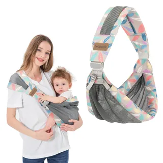 IULONEE Tragetuch Baby Babytrage Neugeborene Ab Geburt Verstellbare Babytrage Auf Einer Schulter Ergonomische Praktische Tragegurt Tragbar Baby Tragegurt Für Babys Von 6 Bis 36 Monaten (Blau)