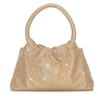 UBORSE Damen Clutch Abendtasche Glitzer Umhängetasche kleine Pailletten Handtasche Schultertasche Kette Tasche für Hochzeit Braut Party Disko - Gold