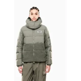 EA7 für Damen. 7W000656_AF16076 Grüne Steppjacke mit Plüsch-Effekt (XXL), Lässig, Polyamid
