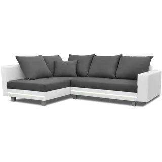 Ecksofa Wohnlandschaft Sofa Couch L Form Polster Kunstleder Design - Grau