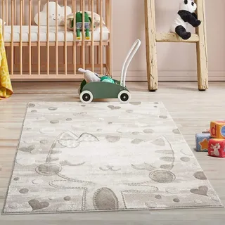 Carpet City Kinderteppich »MARA720« rechteckig 11 mm Höhe Kinderzimmer, Kurzflor,robust,Tiere, Spielzimmer, beige