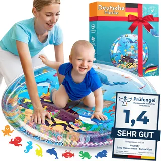 NouBaby® Wassermatte Baby BPA Frei XXL I Babymatte und Spielzeug ab 3, 6 und 9 Monate I Wasserspielmatte Baby, Aqua Matte Baby als Baby Wassermatte, Bauchlage Spielzeug Baby und Baby Matte Wasser