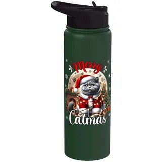 Weihnachten Britisch Kurzhaar Katze Merry British Shorthair Stainless Steel Insulated Water Bottle