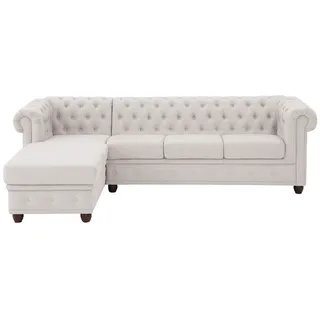 Home affaire Chesterfield-Sofa »New Castle L-Form«, hochwertige Knopfheftung in Chesterfield-Design, B/T/H: 255(171/72), silberfarben