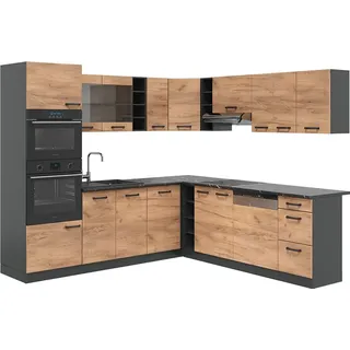 Vicco Winkelküche R-Line L-Form 237 cm Goldkraft Eiche/Anthrazit