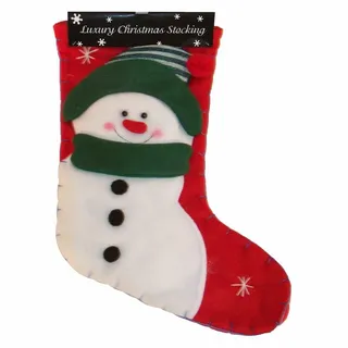 Luxuriöser 45cm Weihnachtsstrumpf Mit 3D Schneemann Auf Der Vorderseite
