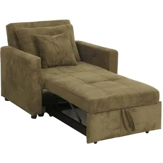 MCW Schlafsessel MCW Cord 100 x 86 x 88 cm Grün mit Kissen