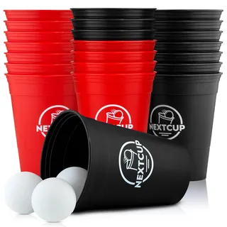 NextCup Partybecher Set Made in Germany - 22 extra stabile und nachhaltige Hartplastik Becher [473ml - 16oz] – Spülmaschinengeeignet und Wiederverwendbar