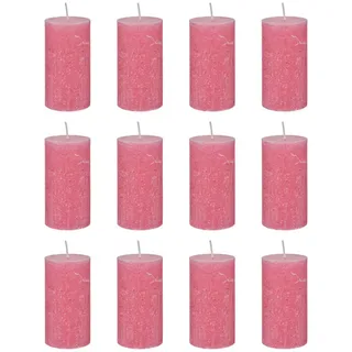 Butlers Stumpenkerze (12er Set) Rustic , Pink , Paraffin , 7x13x7 cm , Dekoration, Kerzen & Kerzenhalter