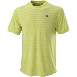 Wilson Herren Kurzarmshirt, STRIPE CREW, Polyester, Grün (Lime Pop) / Weiß, Größe XL, WRA789202XL