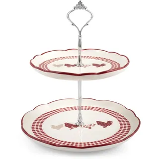 Home Country Etagere 2stöckig, Metall, Rot/Elfenbein