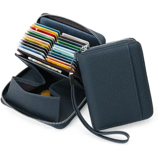 SENDEFN Geldbeutel Damen Leder RFID-Schutz Kreditkartenetui, Portemonnaie mit Reißverschluss, Orgel-Stil Geldbörse Damen, Visitenkartenetui mit vielen Fächern