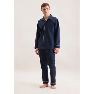 Schlafhose SEIDENSTICKER, Herren, Gr. 52, Normalgrößen, blau (navy), 100% Baumwolle, unifarben, Hosen Schlafhose