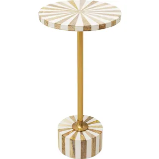 Kare Beistelltisch Domero Cirque Weiß/Gold, Wohnzimmertisch, Beistelltisch rund, Couchtisch, Stahlgestell, Durchmesser 25cm, Beistelltisch Couch, 50x25x25cm (H/B/T)