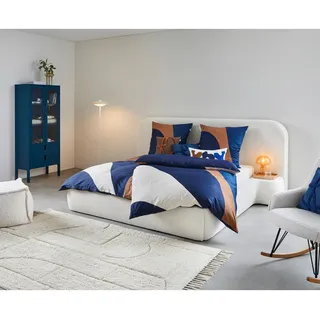 Mid.you Polsterbett , Weiß , Holz , 140x200 cm , Lattenrost, gepolstertes Kopfteil, Stoffauswahl,nicht verstellbar, alternative Größen erhältlich , Schlafzimmer, Betten, Polsterbetten