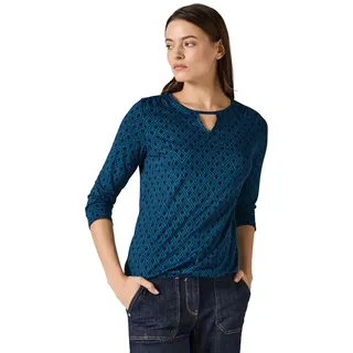 CECIL Damen B322253 Langarmshirt Mit Cut Out, Celestial Aqua Blue, XS EU