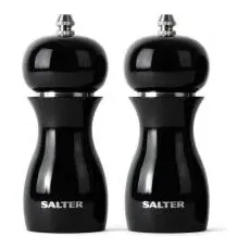 Salter 7613 BKXRA Gloss Salt and Pepper Mills Black, Pfeffermühle + Salzmühle, Schwarz
