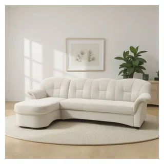 DOMO collection Ecksofa »Flores Schlafsofa, B/T/H: 233/142/86 cm, L-Form« wahlweise mit Bettfunktion, wahlweise mit Federkern, auch in Leder, beige