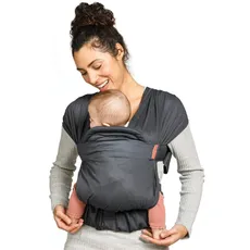 Infantino - Hybrid-Tragetuch Babytrage Hug & Cuddle - Hybrid tragetuch baby neugeboren - Gepolsterte Privatsphäreabdeckung - Integrierte Aufbewahrungstasche - Für Babys von 3,2 bis 11,8kg - Dunkelgrau