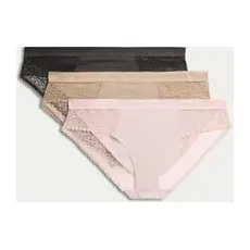 Womens Body by M&S 3er-Pack Bikinislips aus Baumwolle mit Cool ComfortTM - Soft Pink, Soft Pink, UK 8 (EU 36)