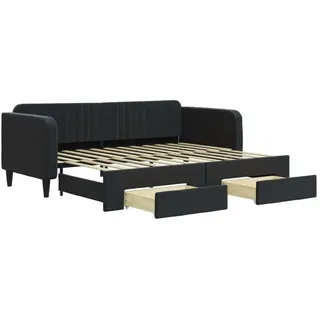 vidaXL Tagesbett Ausziehbar mit Schubladen Schwarz 90x200 cm Samt - Schwarz