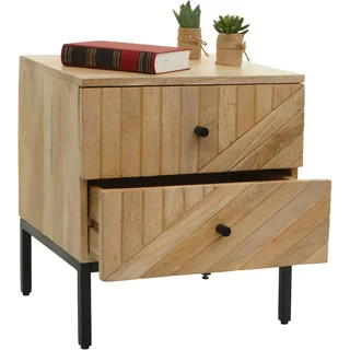 Nachttisch HWC-L95, Kommode Beistelltisch Nachtschrank Schrank, Schublade Mango-Holz 51x45x40cm MVG-