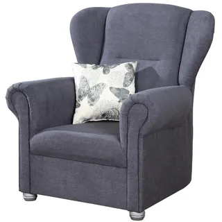 Modern Design Ohrensessel Stoff Couch Sofa Polster Sofas Sessel Fernseh 1Sitzer - Blau