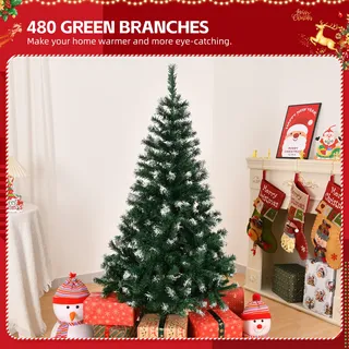 FCH Künstlicher Weihnachtsbaum 120 cm 300 PVC-Spitzen, mit Schnee-Effekt - Grün