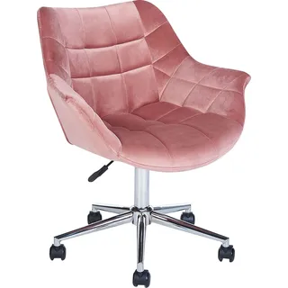 BELIANI Bürostuhl Rosa Samt Gepolstert Gesteppt Höhenverstellbar Drehbar Bremsbare Rollen mit Armlehnen Modern Drehstuhl Büro Arbeitszimmer - Rosa
