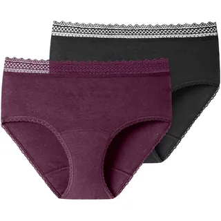 SCHIESSER Periodenslip Secret Care (2er-Pack) mit zuverlässigem Schutz bis zu 12 Stunden lang bunt|lila|schwarz 38 (40)