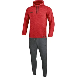 JAKO Damen Jogginganzug Premium Basics mit Kapuzensweatshirt, Rot-Meliert, 44