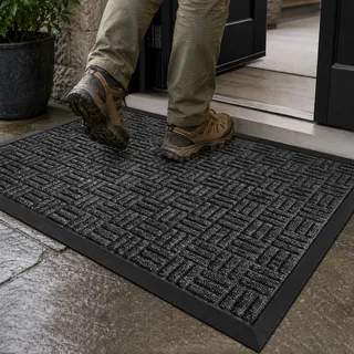 Mibao Fußmatte für den Innen- und Außenbereich, strapazierfähig, Schmutzfangmatte, wasserdicht, super saugfähig, Fußmatte für Eingangsbereich, Terrasse, Veranda, 116,8 x 182,9 cm, Grau