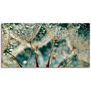 Artland Leinwandbild "Pusteblume Regenschauer" Blumen 1 Stk. tlg. auf Holzrahmen gespannt, farbe bild(er): grau