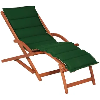 Merxx Gartenliege Copa Cabana, inkl. Wendeauflage grün/beige - Eukalyputs - Grün, Beige, Braun