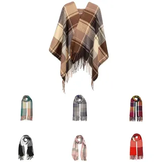 Good Nite Schal Damen Herren Winter Herbst Schals & TüCher Für Kuschelig Flauschig Festlich Großer Karo Warm Weich Scarf Nüchtern und Stilvoll(Braun,200x60cm)