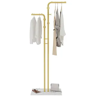 unho Garderobenständer Marmor, freistehender Kleiderständer Metal, Garderobe mit Kleiderstange, 5 Haken für Kleidung, Hüte, Taschen, Flur, Eingangsbereich