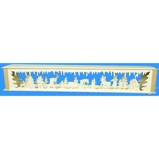 Schwibbogenerhöhung mit Schlittenkind und Tiere Größe =72x10cm NEU Lichterbogen