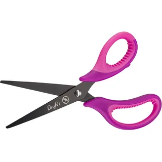 Läufer 87228 Ergonomische Schulschere, spitz, Schule ab 1. Klasse, lila/pink, Bastelschere für Rechtshänder