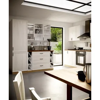 Küchen Block Zeile Schrank Küchenzeile Hochschrank Regal Aufbewahrung Küche neu - Weiß