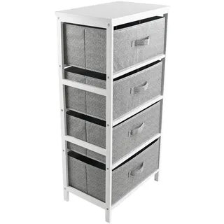 Carryhome Kommode , Grau, Weiß , Holz, Textil, Karton, Holzwerkstoff , Kiefer , massiv , 4 Schubladen , 46x94x30 cm , Typenauswahl, stehend, in verschiedenen Größen erhältlich , Kleinmöbel, Kommoden, Kommoden