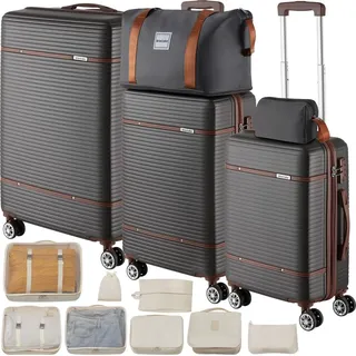 Tectake Madison Koffer-Set 13-tlg. dunkelgrau/ grau