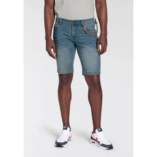 Jeansshorts BRUNO BANANI, Herren, Gr. 33, Länge 32, blau (light blau u), Denim/Jeans, Obermaterial: 70% Baumwolle, 28% Polyester, 2% Elasthan, gerade kurz, Jeans Jeansshorts, bequemer Sitz, gerade Beinform, mit praktischen Taschen, Topseller