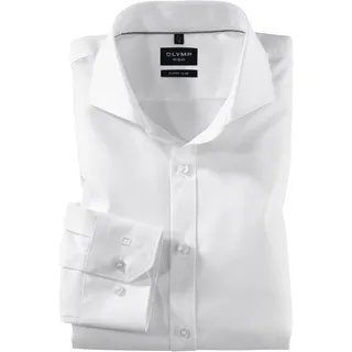 Businesshemd OLYMP "No. Six super slim", Herren, Gr. 39, N-Gr, weiß, Web, Obermaterial: 97% Baumwolle, 3% Elastolefin, Hemden Businesshemd