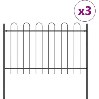 Gartenzaun BOXTEL 3 stk. 5,1 x 1 m Pulverbeschichteter Stahl - Grau