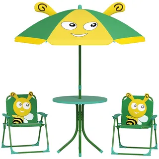 aiyaplay Kindersitzgruppe Garten Kindersitzgarnitur mit 2 Klappstühlen Bienen-Muster Grün , Metall , Freizeit & Co, Gartenspielzeug, Spielhäuser