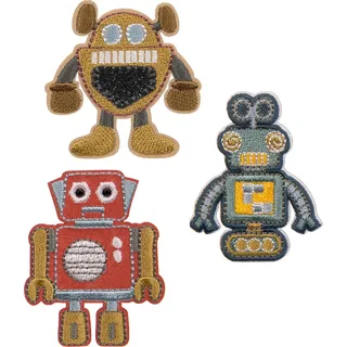 Lässig Textil-Sticker (3 Stk) - Schul Set Unique, Stick on Robots - Gelb